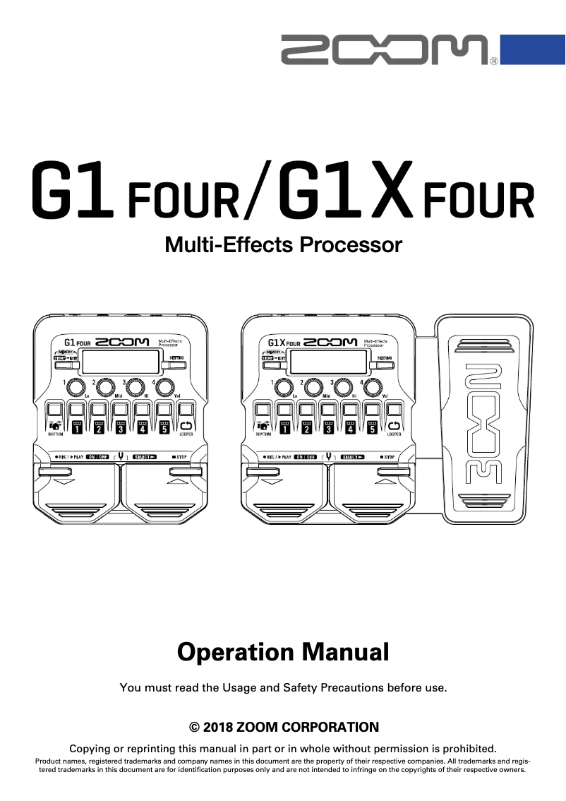 Page n°1 - Manuel utilisateur Zoom G1 Four