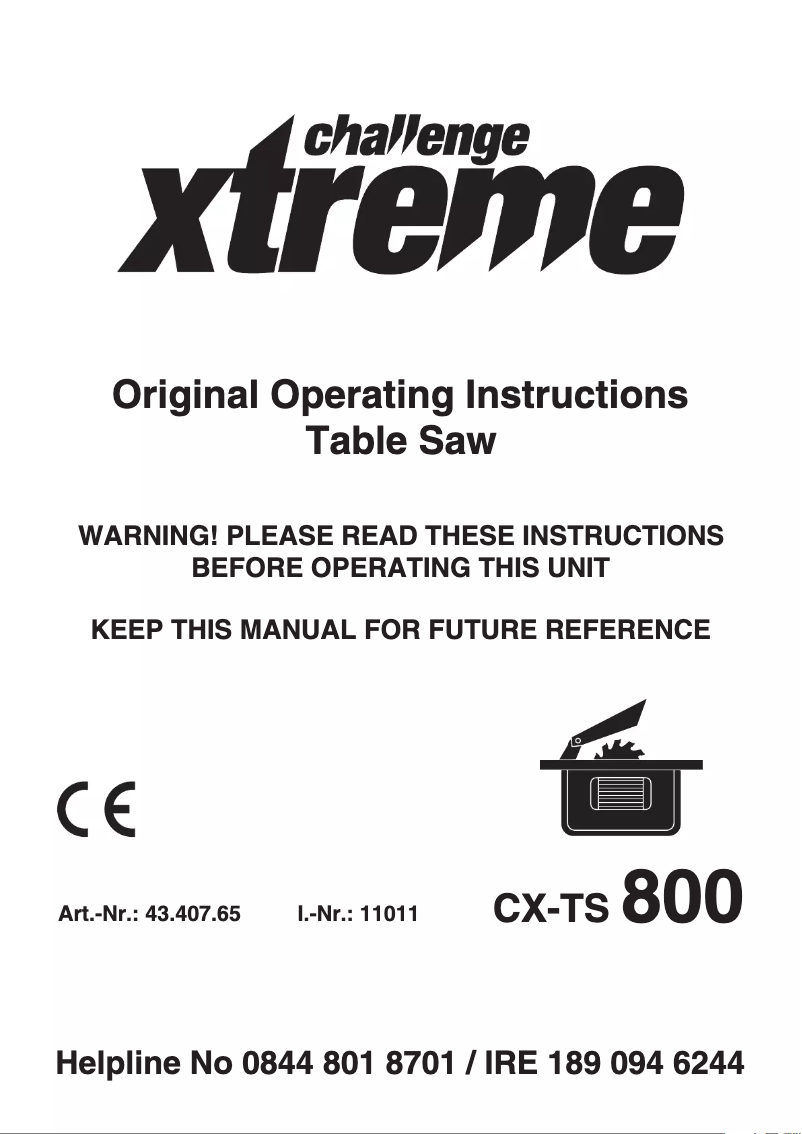 Page n°1 - Manuel utilisateur Challenge Xtreme CX-TS 800