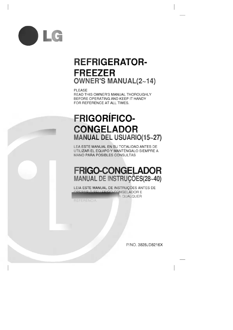 Page 1 de la notice Manuel utilisateur LG GR-372ST