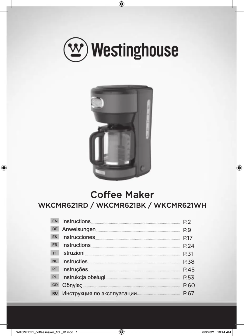 Page 1 de la notice Manuel utilisateur Westinghouse WKCMR621WH