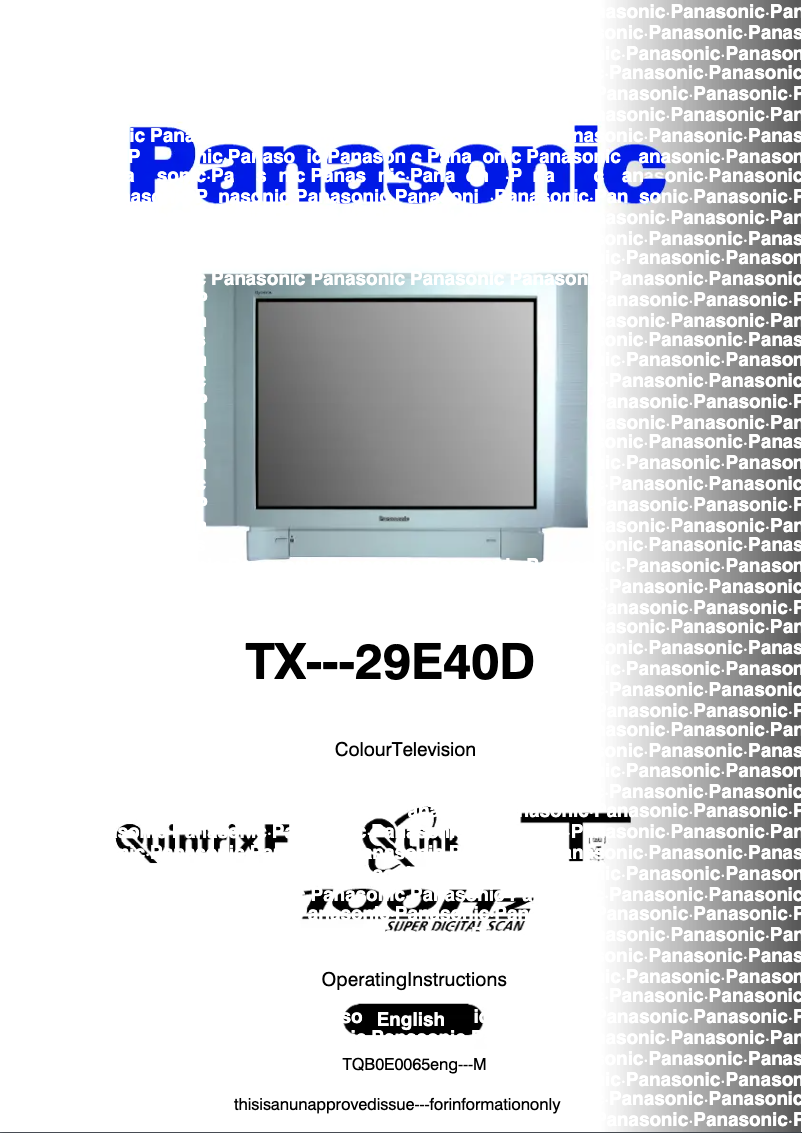 Page 1 de la notice Manuel utilisateur Panasonic TX-29E40D