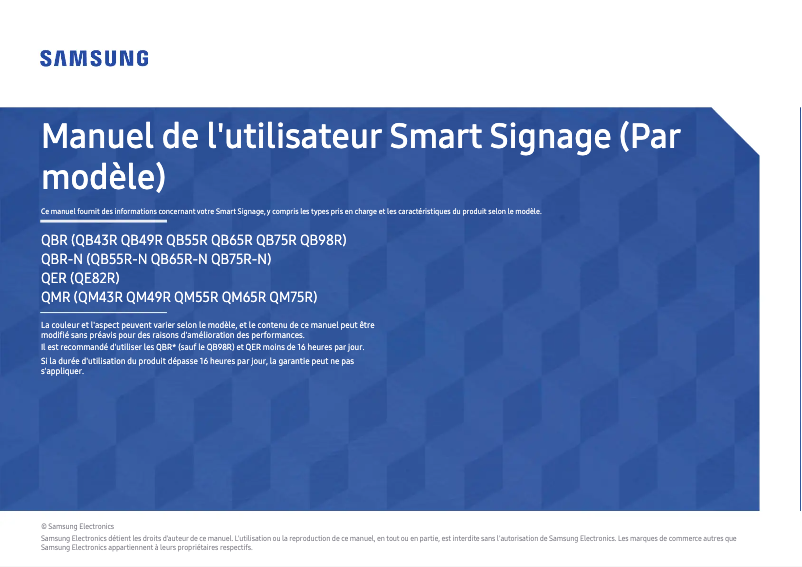 Page n°1 - Manuel utilisateur Samsung QM49R