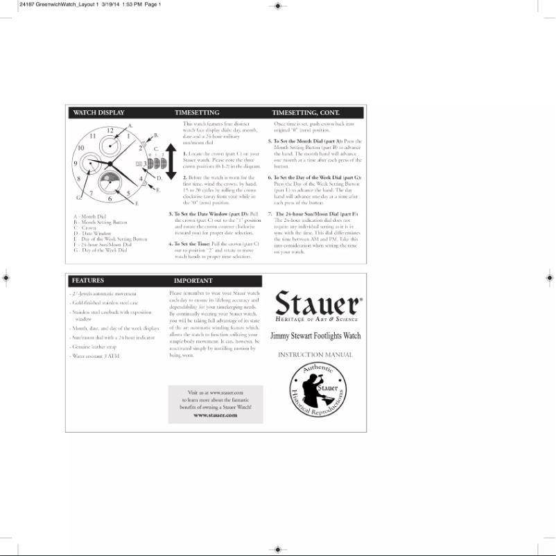 Page n°1 - Manuel utilisateur Stauer 30681