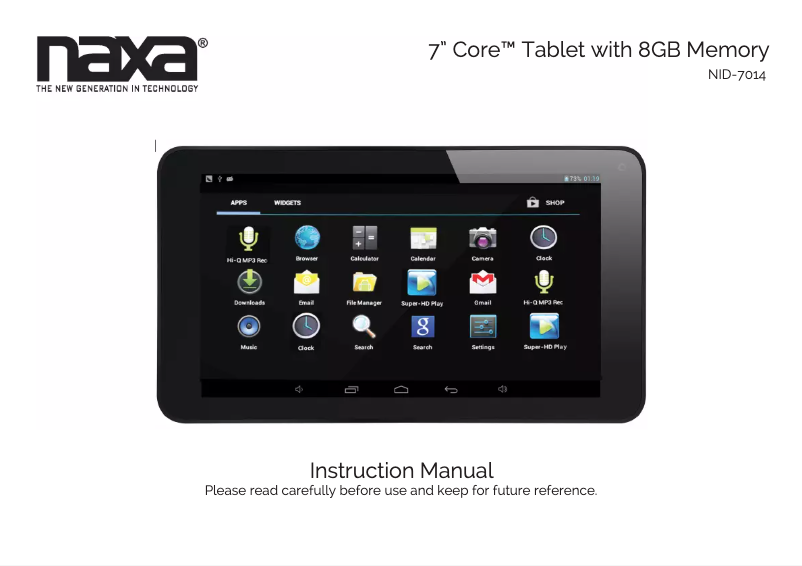 Page 1 de la notice Manuel utilisateur Naxa NID-7014