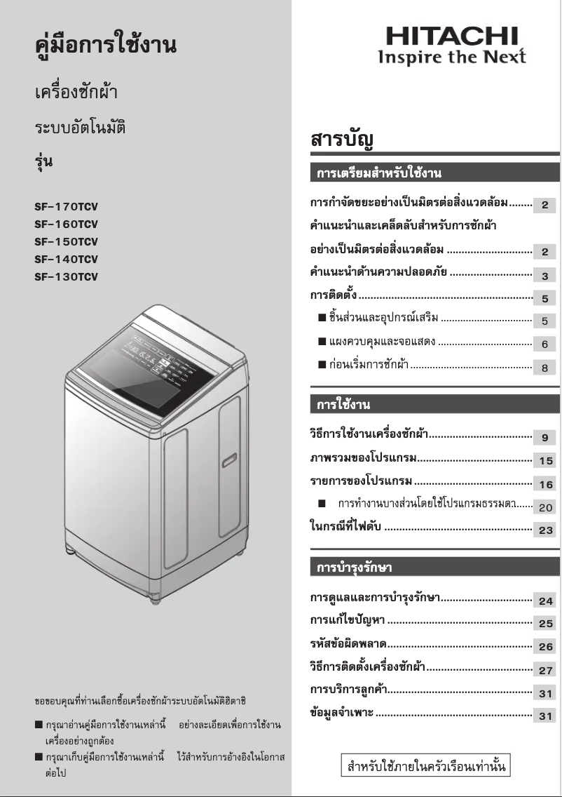 Image de la première page du manuel de l'appareil SF-160THV GG