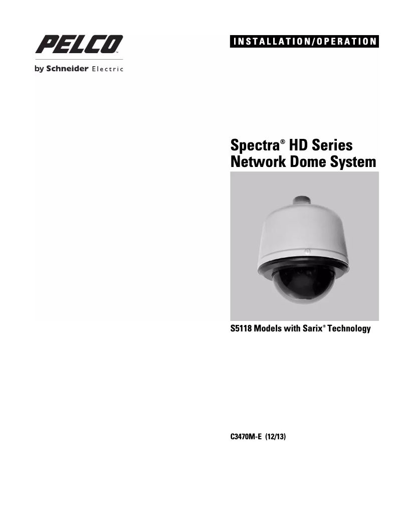 Page n°1 - Manuel utilisateur Pelco Spectra HD S5118