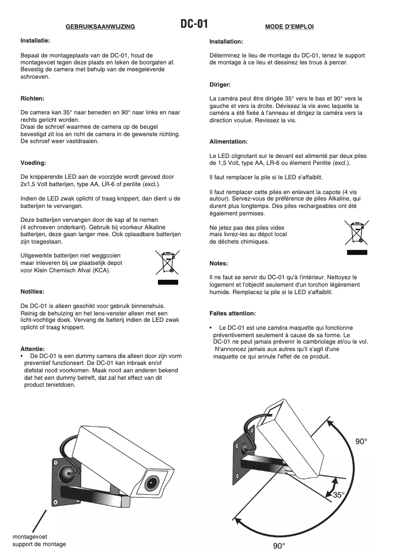 Page n°1 - Manuel utilisateur Alecto DC-01