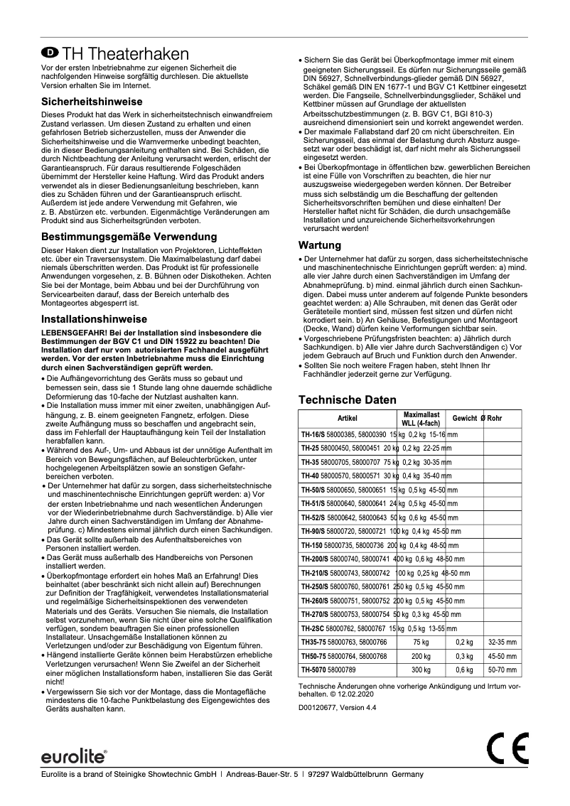 Page n°1 - Manuel utilisateur Eurolite TH-52S