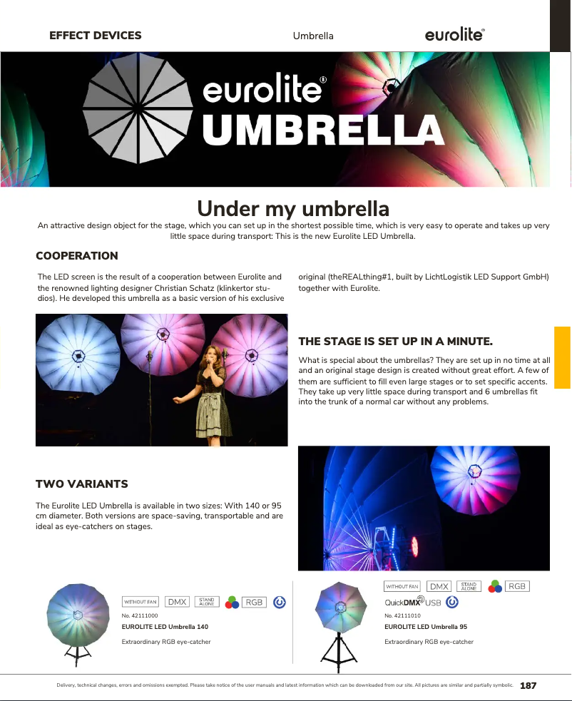 Page 1 de la notice Catalogue Eurolite LED Umbrella 95