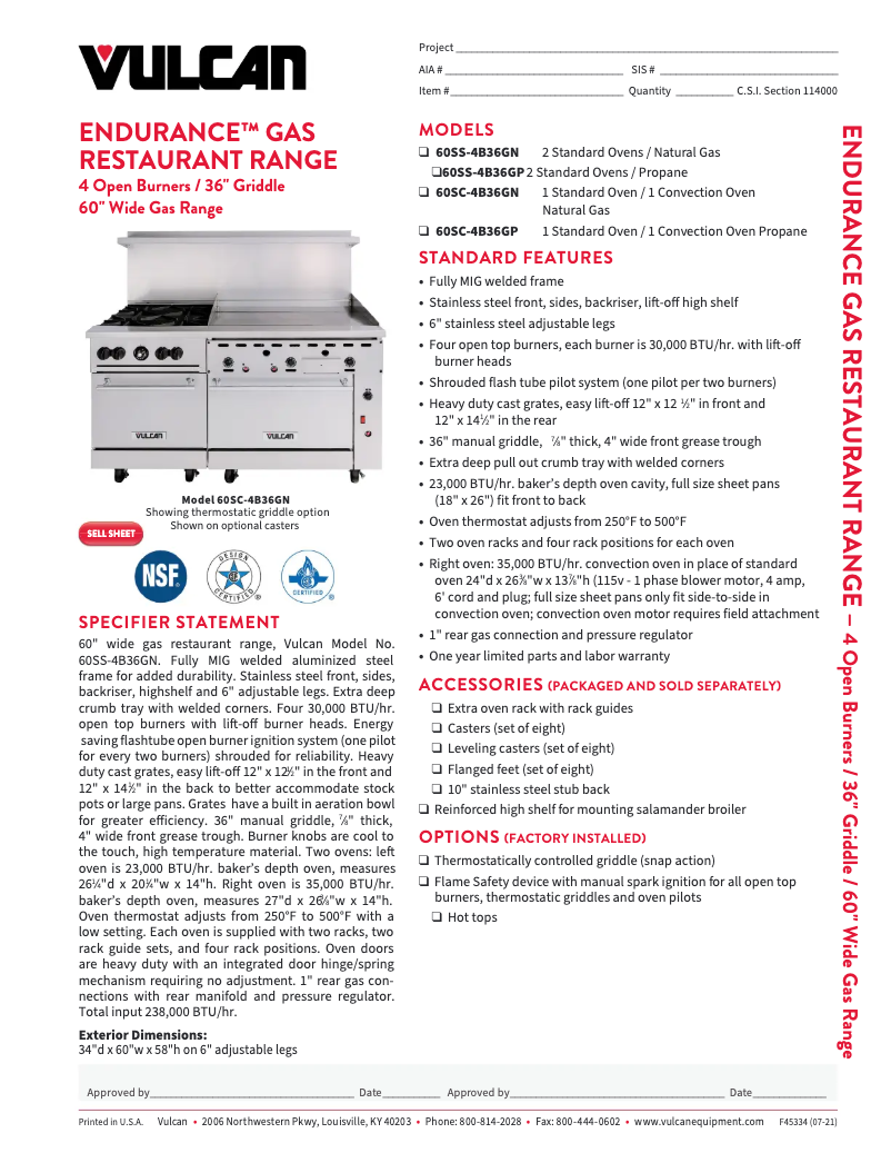 Página 1 del manual Ficha técnica Vulcan 60SC-4B36GT