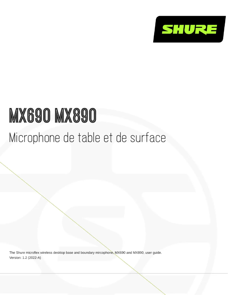 Page 1 de la notice Manuel utilisateur Shure MX890