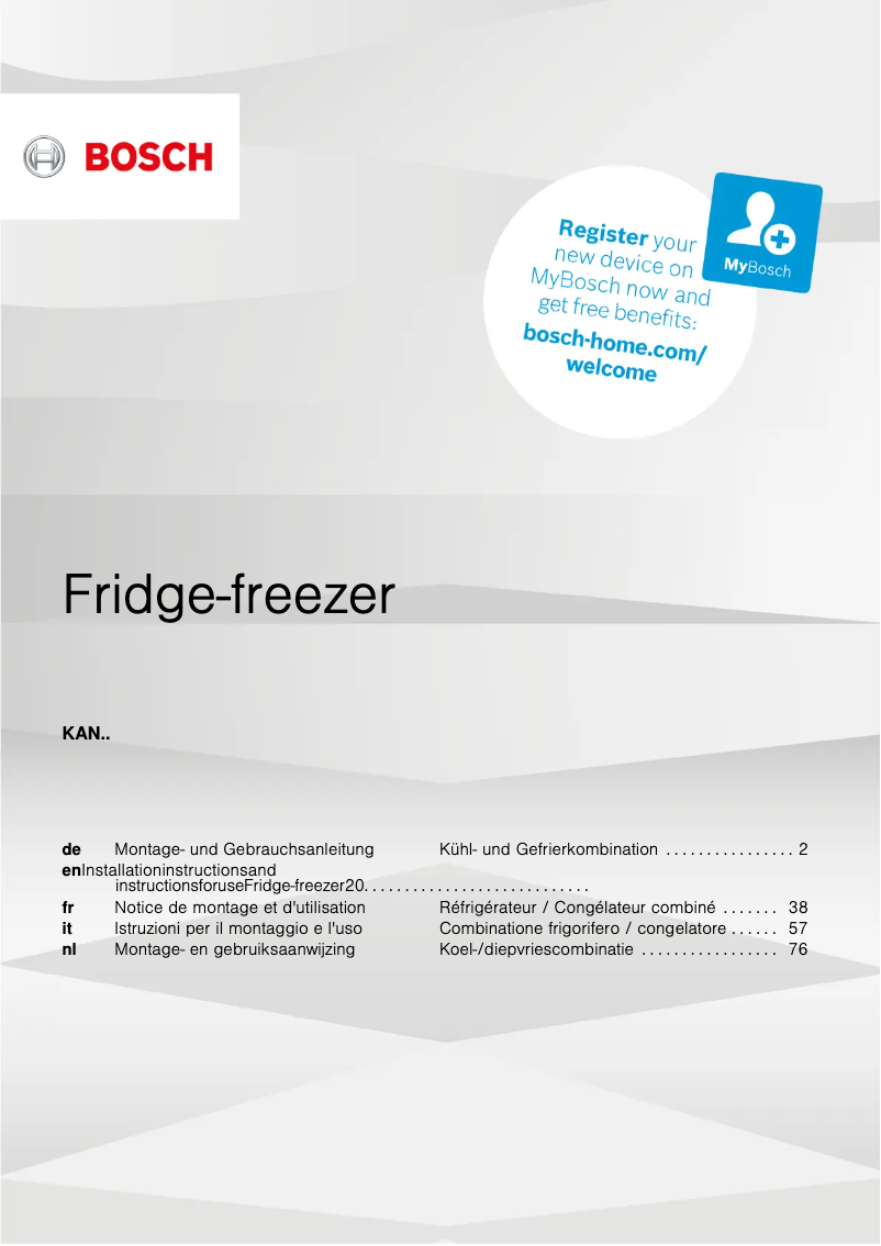 Page n°1 - Guide d'installation Bosch KAN93VIFP