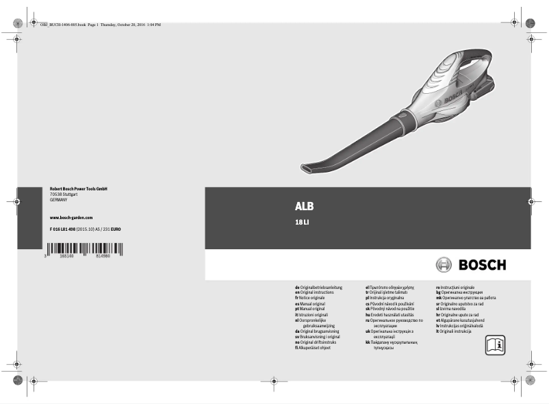 Page n°1 - Manuel utilisateur Bosch ALB 18 Li