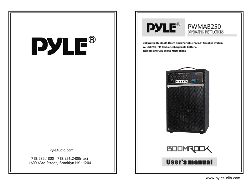 Page 1 de la notice Manuel utilisateur Pyle PWMAB250OR