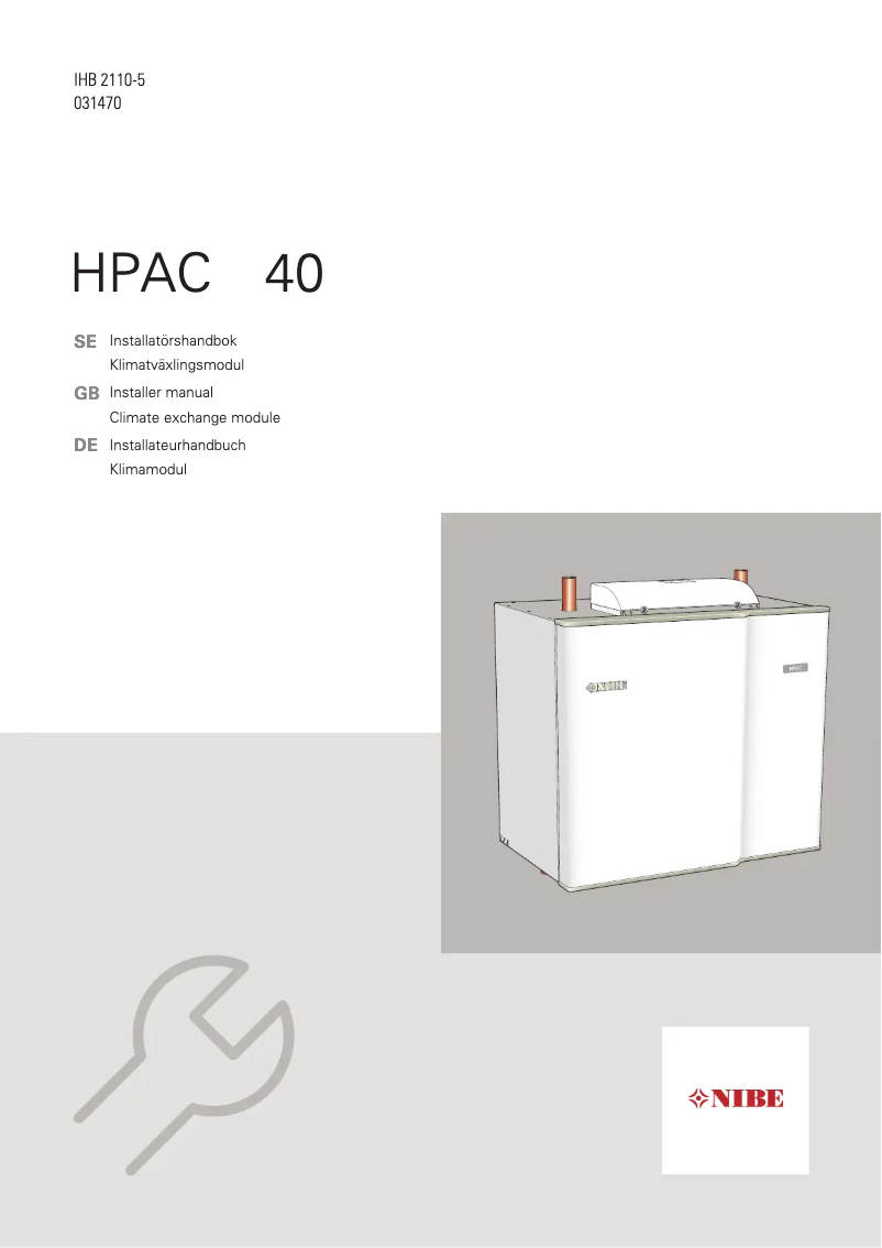 Image de la première page du manuel de l'appareil HPAC 40