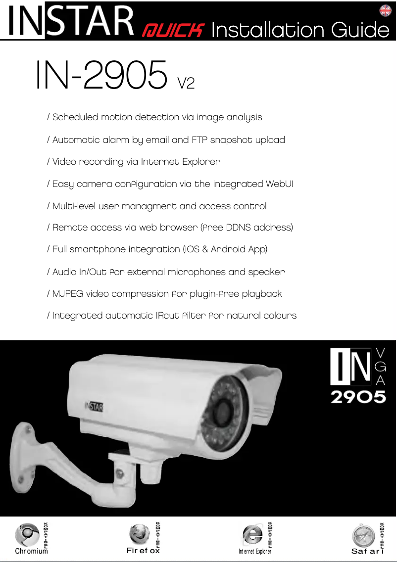 Page 1 de la notice Manuel utilisateur Instar IN-2905 V2