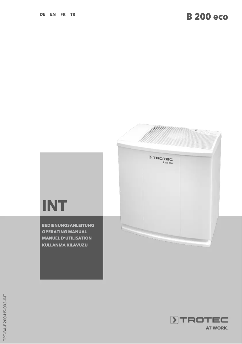Page 1 of the manual User Manual Trotec B 200 eco