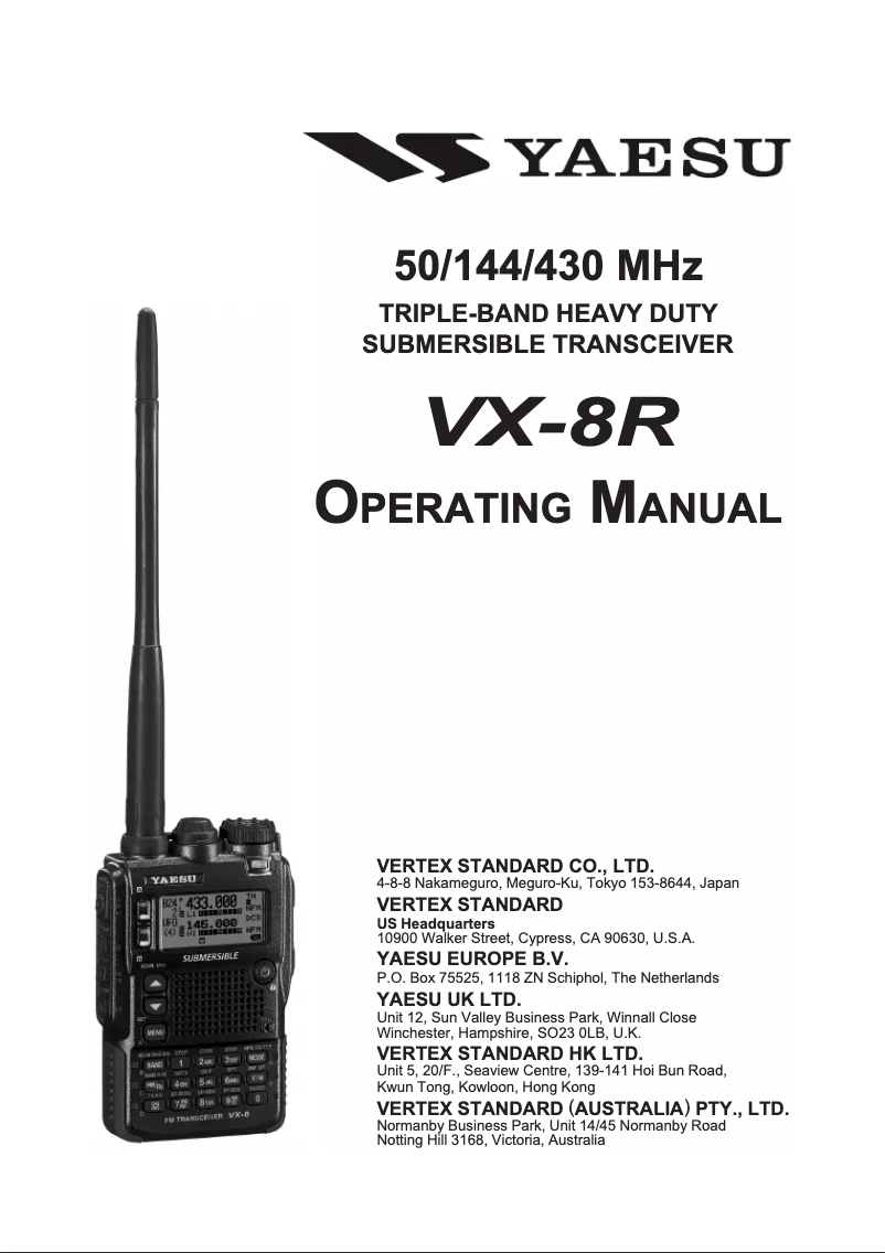Página 1 del manual Manual de usuario Yaesu VX-8R