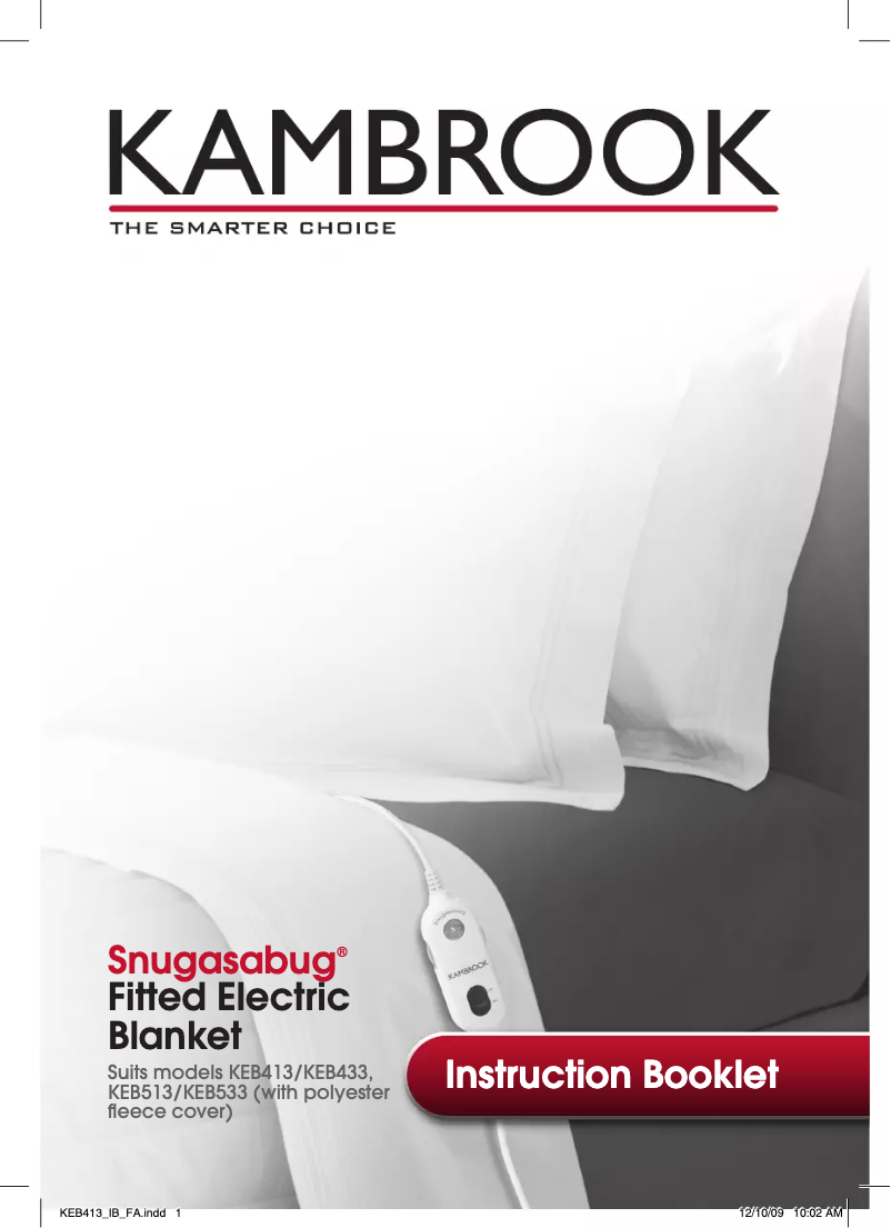 Page n°1 - Manuel utilisateur Kambrook Snugasabug Fitted KEB413