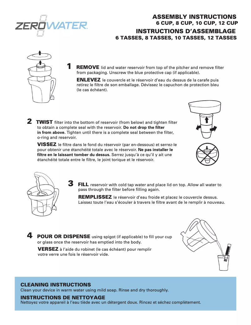 Page n°1 - Manuel utilisateur ZeroWater ZD013D