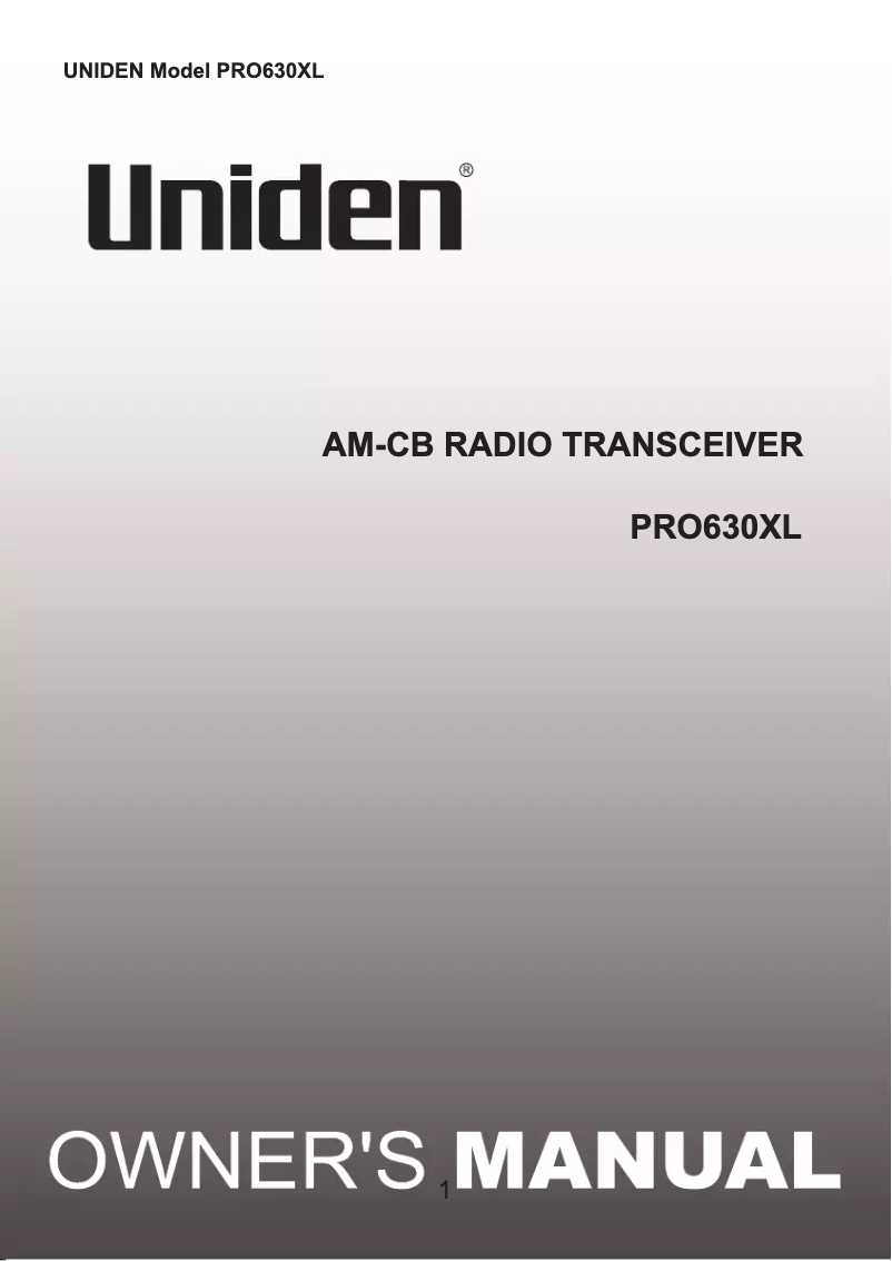 Page 1 de la notice Manuel utilisateur Uniden PRO630XL