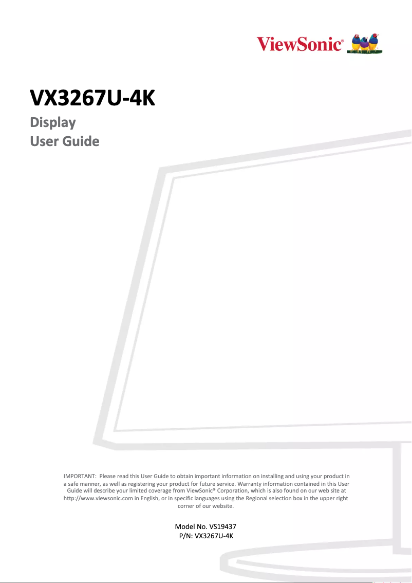 Page 1 de la notice Manuel utilisateur Viewsonic VX3267U-4K