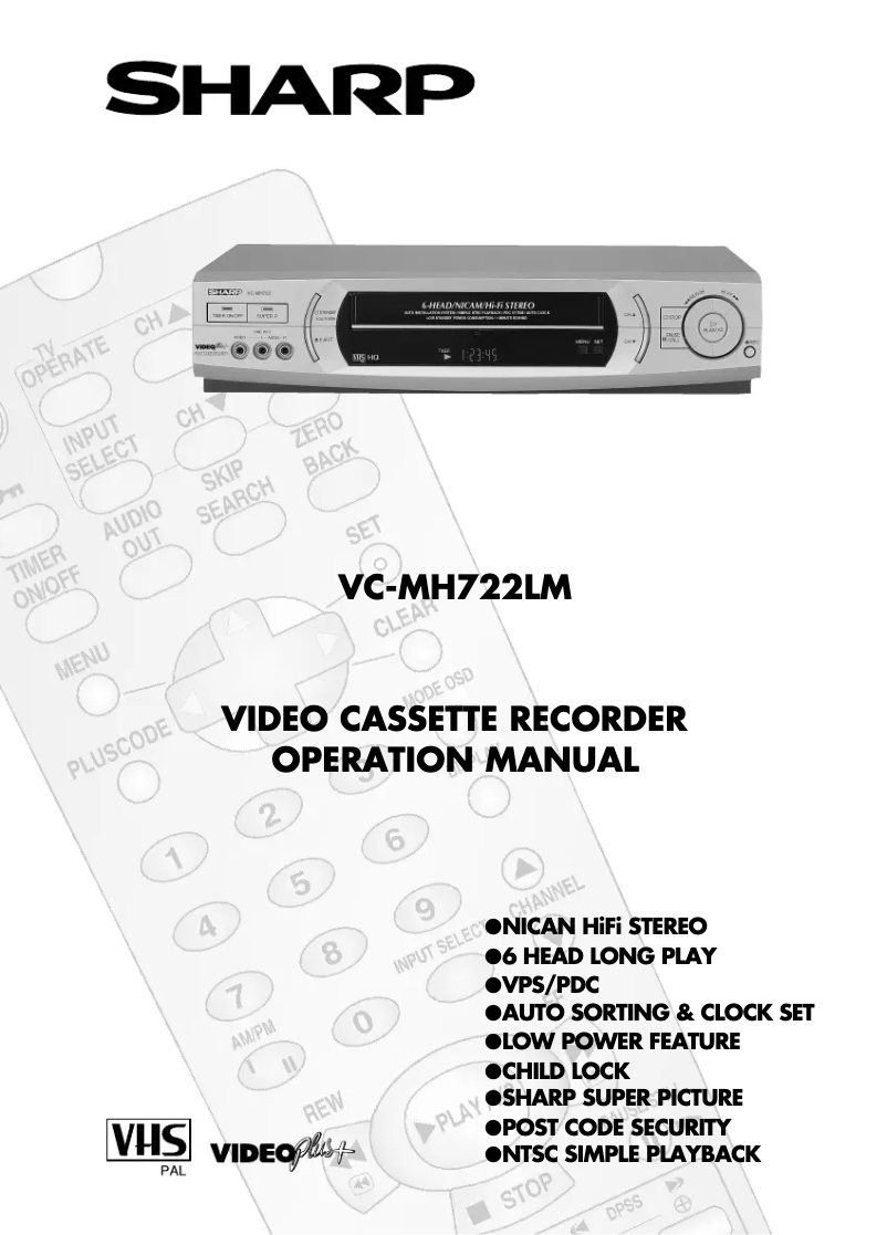 Page n°1 - Manuel utilisateur Sharp VC-MH722LM