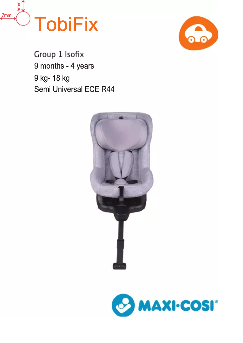 Page 1 de la notice Manuel utilisateur Maxi-Cosi TobiFix