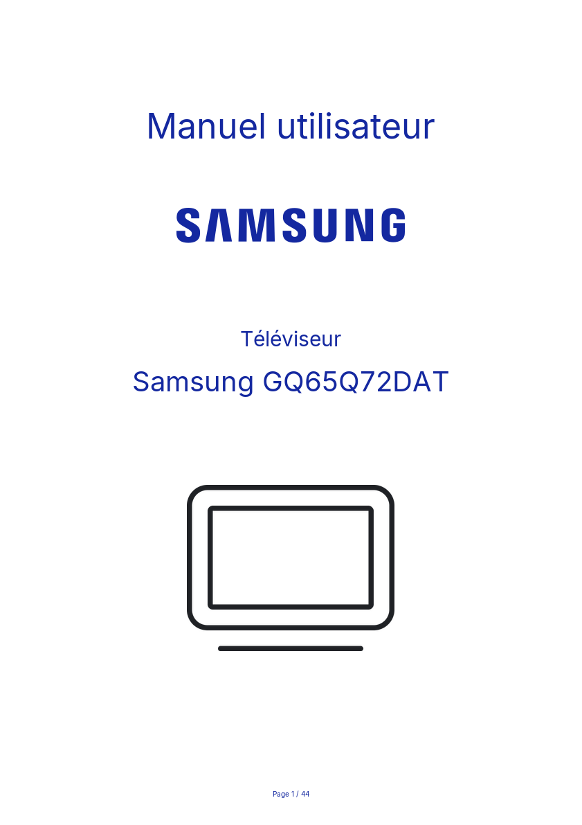Page n°1 - Manuel utilisateur Samsung GQ65Q72DAT