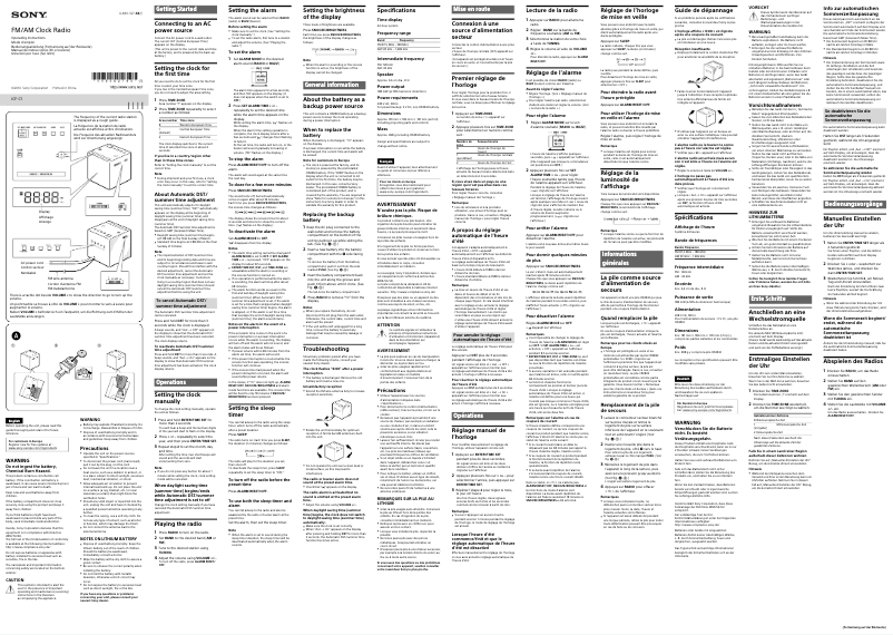 Page n°1 - Manuel utilisateur Sony ICF-C1