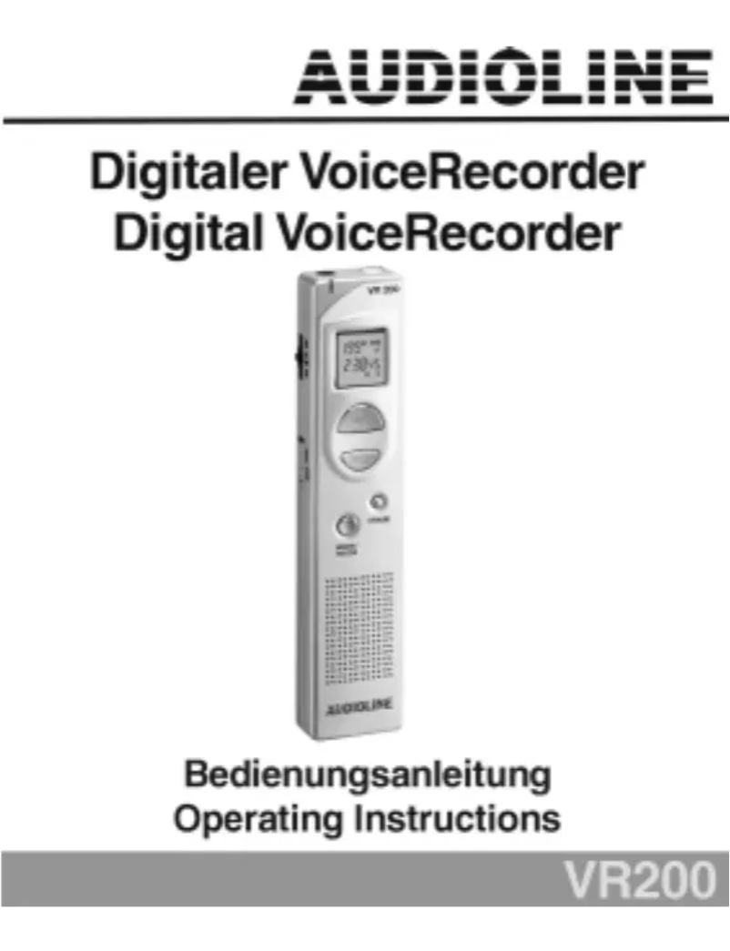 Image de la première page du manuel de l'appareil VR200