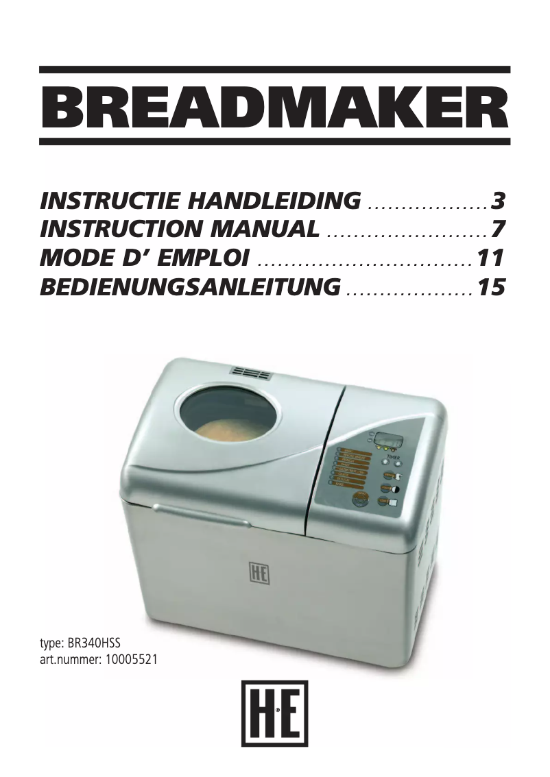 Page n°1 - Manuel utilisateur Holland Electro BR340H