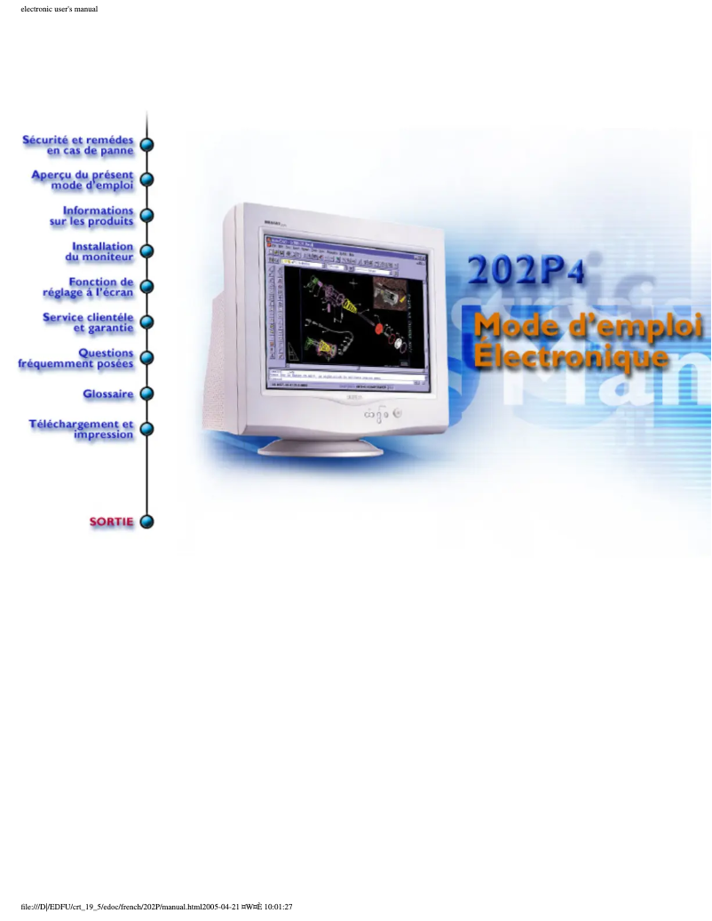 Page n°1 - Manuel utilisateur Philips Brilliance 202P40