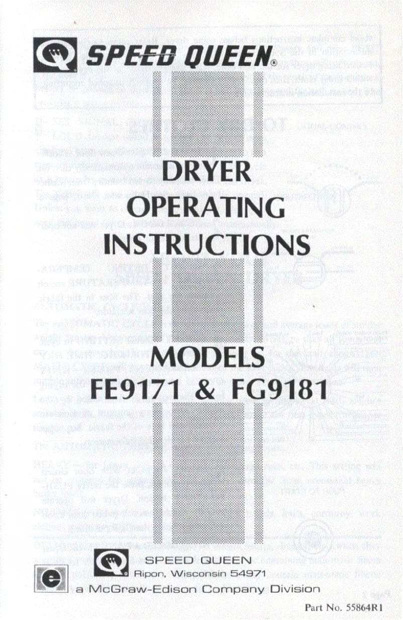 Page n°1 - Manuel utilisateur Speed Queen FG9181