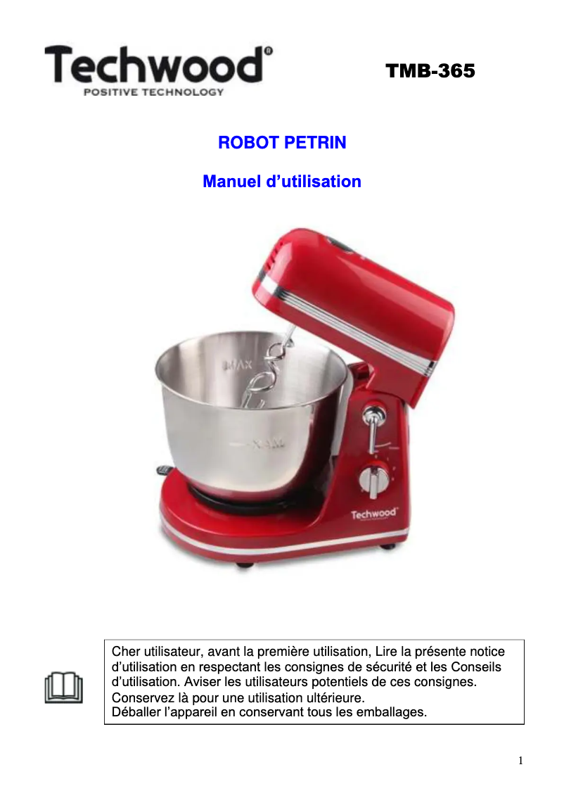 Page 1 de la notice Manuel utilisateur Techwood TMB-366