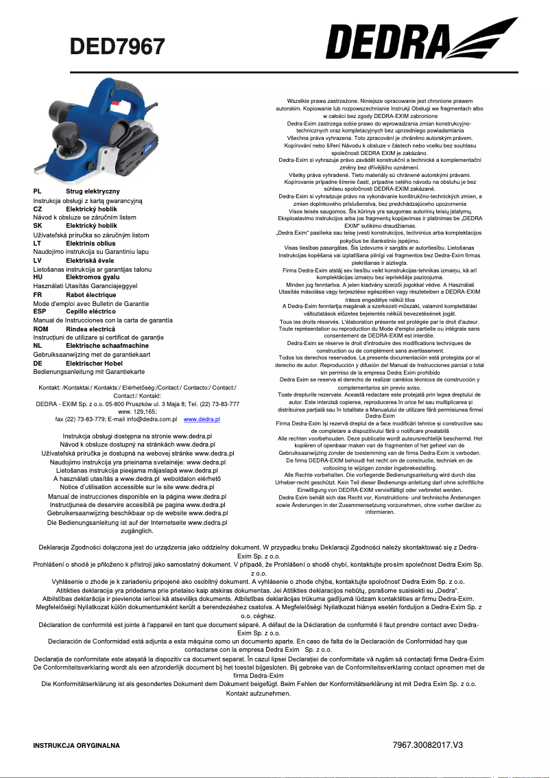 Page 1 de la notice Manuel utilisateur DEDRA DED7967