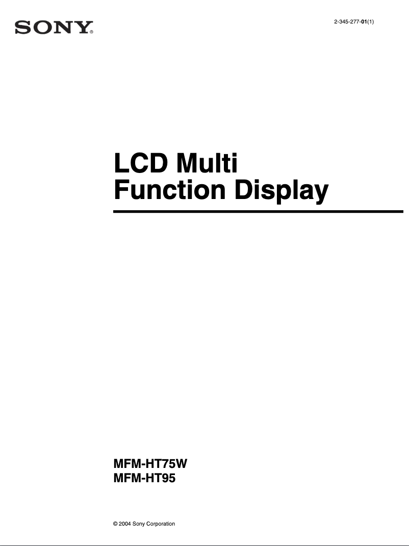 Page 1 de la notice Manuel utilisateur Sony MFM-HT95