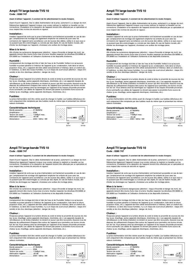 Page 1 de la notice Manuel utilisateur Axing TVS 10-00