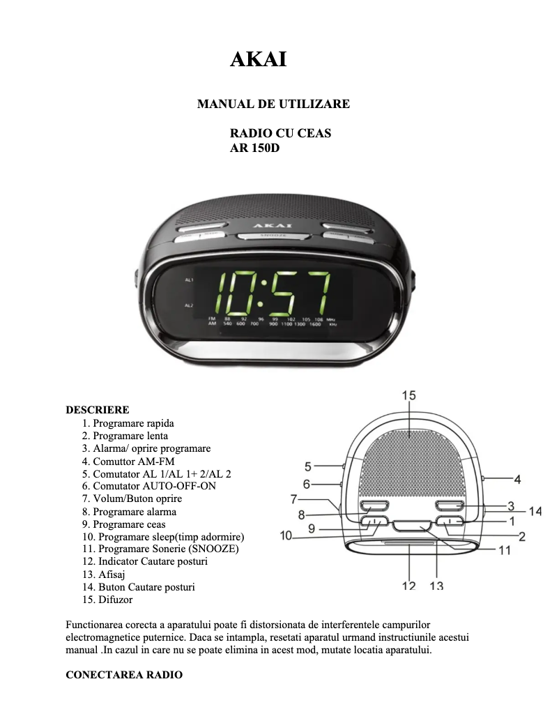Página 1 del manual Manual de usuario AKAI AR150D