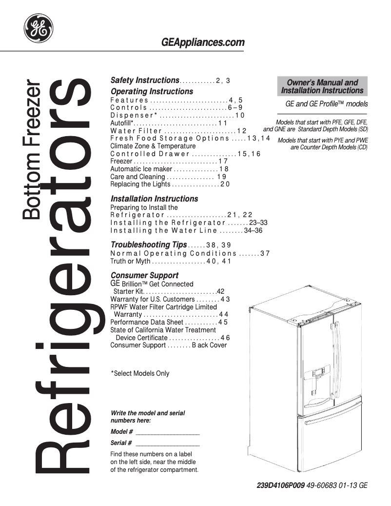 Page n°1 - Mode d'emploi GE PYE23PSDSS