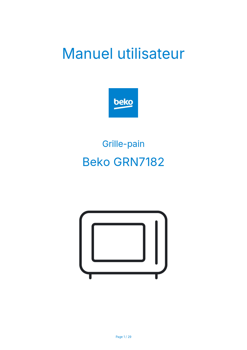 Image de la première page du manuel de l'appareil GRN7182