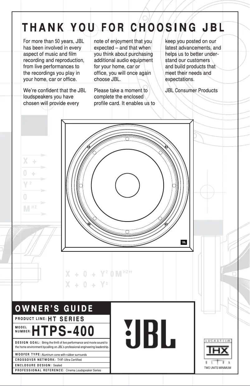 Page n°1 - Manuel utilisateur JBL HTPS-400