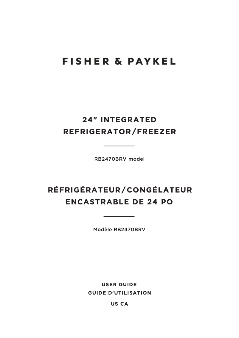 Page 1 de la notice Manuel utilisateur Fisher & Paykel RB2470BRV1