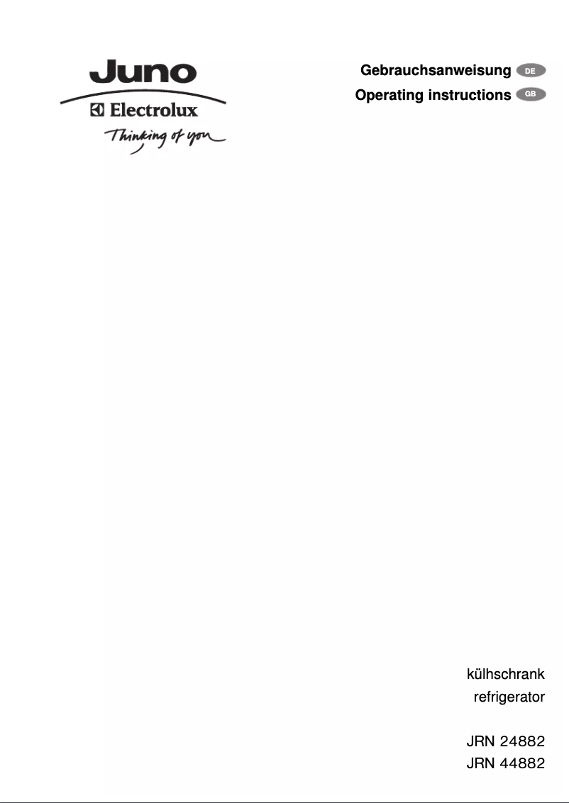 Page 1 de la notice Manuel utilisateur Juno Electrolux JRN44882