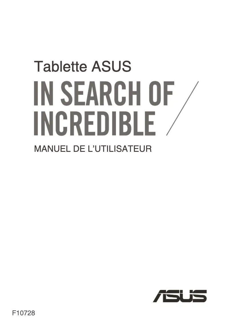 Page 1 de la notice Manuel utilisateur Asus VivoTab 8 M81C