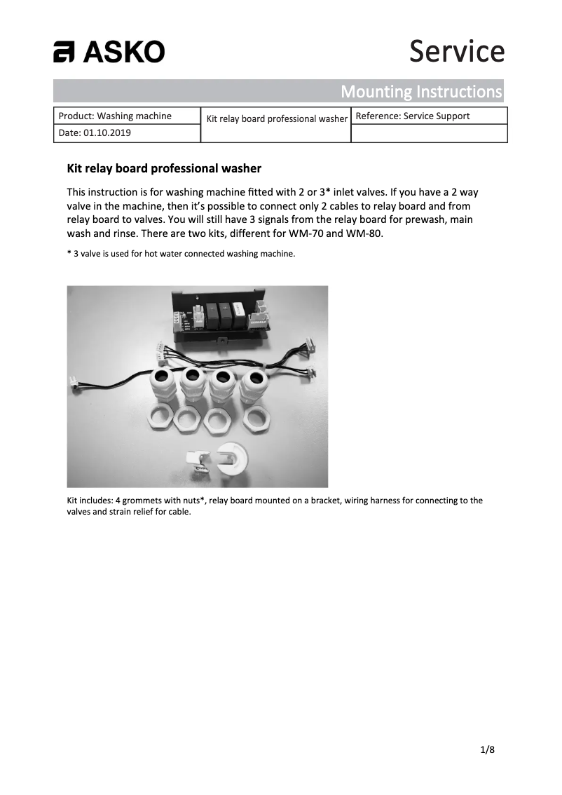 Page n°1 - Manuel utilisateur Asko WMC743 PS