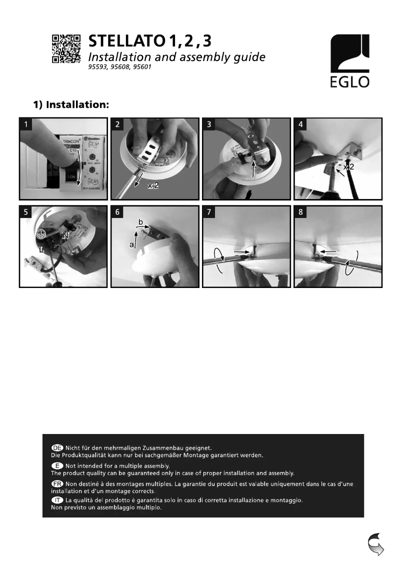 Page 1 de la notice Manuel utilisateur Eglo Stellato 2