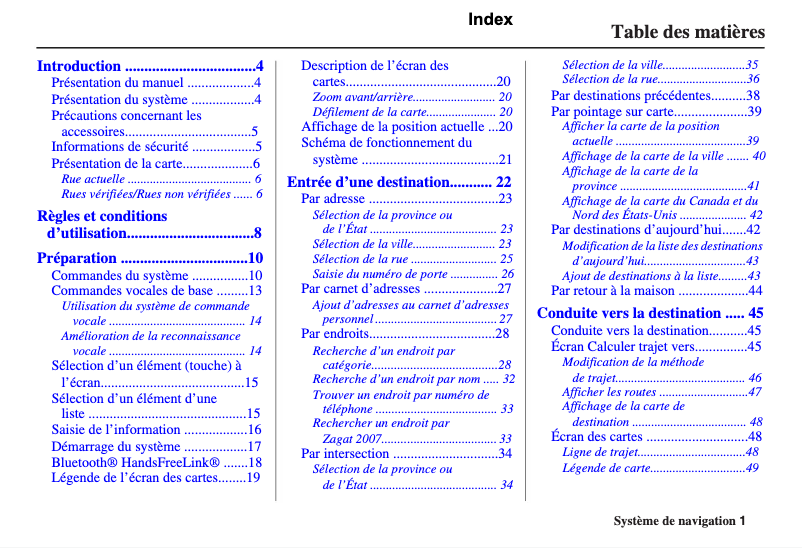 Page 1 de la notice Manuel utilisateur Honda Pilot (2010)