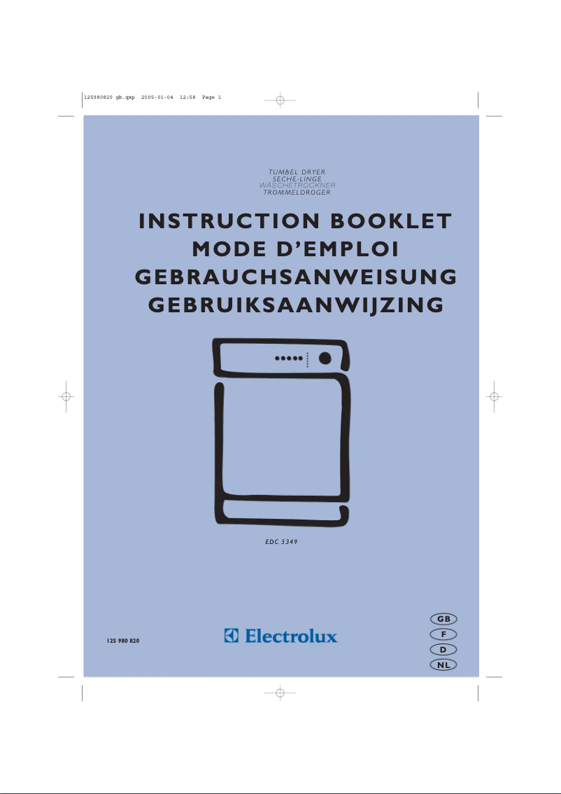 Page n°1 - Manuel utilisateur Electrolux EDC5349