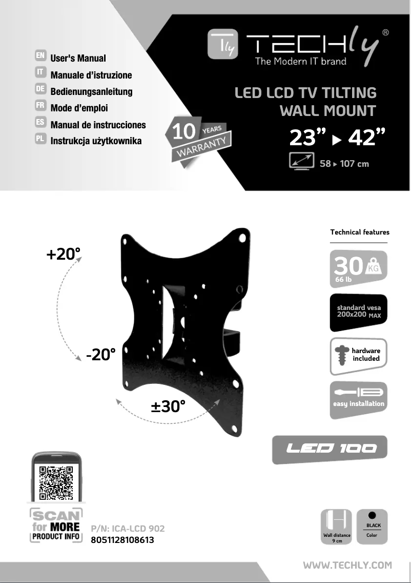 Page 1 de la notice Manuel utilisateur Techly ICA-LCD 902